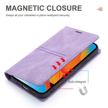 Load image into Gallery viewer, Iphone Wallet Skin Friendly Magnetic Flip With Card Slot Leather Case For iPhone 14 Pro Max 13 12 11 Modern Purple Genuine Leather Detachable Magnetic Flip Cover with Card Holders