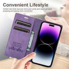 Load image into Gallery viewer, Iphone Wallet Skin Friendly Magnetic Flip With Card Slot Leather Case For iPhone 14 Pro Max 13 12 11 Modern Purple Genuine Leather Detachable Magnetic Flip Cover with Card Holders