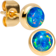 Load image into Gallery viewer, Green Synthetic Opal Gold IP 316L Surgical Steel Stud Earrings