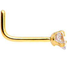 Load image into Gallery viewer, 20G 1/4 Clear Heart 3mm CZ Gem Gold IP L-Shape Nose Ring