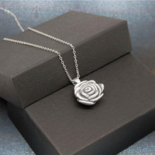 Load image into Gallery viewer, Italian Sterling Silver Artisan Rose Flower Necklace by Verona