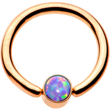 Load image into Gallery viewer, 5/16 Purple Faux Opal 3mm Disc Rose Gold IP BCR Captive Ring