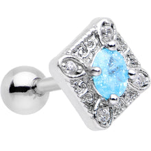 Load image into Gallery viewer, 16G 1/4 Clear Aqua Gem Rococo Rhombus Tragus Cartilage Earring