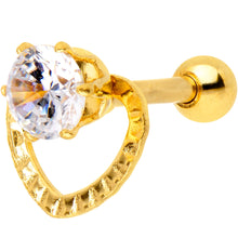 Load image into Gallery viewer, Clear CZ Gem Gold Tone IP Valentine Heart Cartilage Tragus Piercing
