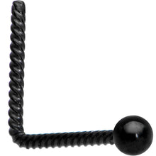 Load image into Gallery viewer, 2mm Ball End Black IP So Twisted L Shaped Nose Ring