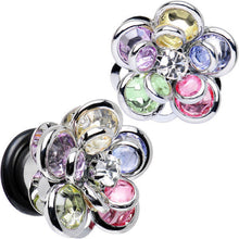 Load image into Gallery viewer, 0G Pastel Rainbow Gem Petals Blooming Flower Plug Set of 2