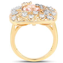 Load image into Gallery viewer, 14K Yellow Gold Plated 3.33 Carat Synthartic Morganite and White Topaz .925 Sterling Silver Ring