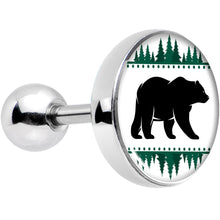 Load image into Gallery viewer, 16G 1/4 Winter Polar Bear in Woods Tragus Cartilage Earring