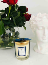Load image into Gallery viewer, Jasmine Sandal Scented Glass Candle With Golden Metal Cover Long-Burning Fragrant Candles in Glass Container With Metal Lid Hand-Poured Natural Soy Blend No Additives No Dye