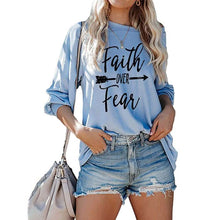 Load image into Gallery viewer, Jawint Womens Faith Over Fear Long Sleeve T-Shirt