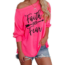 Load image into Gallery viewer, Jawint Womens Faith Over Fear Long Sleeve T-Shirt