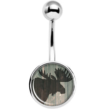Load image into Gallery viewer, Holiday Rustic Wood Moose Belly Ring