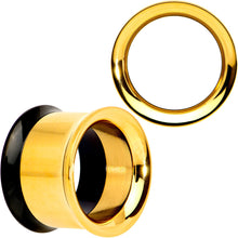Load image into Gallery viewer, Gold PVD Black Two Tone Screw Fit Tunnel Plug Set 3mm to 16mm