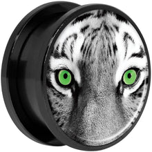 Load image into Gallery viewer, Black White Tiger Eyes Black Anodized Screw Fit Plug Set 20mm