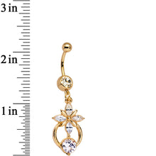 Load image into Gallery viewer, Clear Gem Gold Anodized Celestial Flower Power Dangle Belly Ring