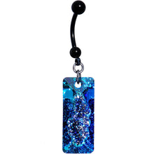Load image into Gallery viewer, Druzy Bermuda Blue Belly Ring Created with Crystals