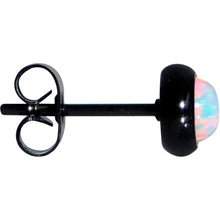 Load image into Gallery viewer, White Synthetic Opal Black IP 316L Surgical Steel Stud Earrings