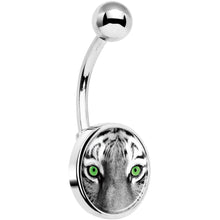 Load image into Gallery viewer, Black White Tiger Eyes Belly Ring