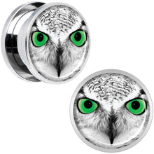 Load image into Gallery viewer, Black White Owl Steel Screw Fit Plug Set 5/8