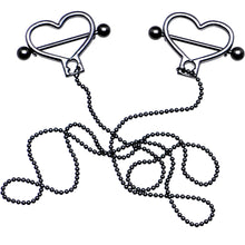 Load image into Gallery viewer, Black Anodized Heart to Heart Dangle Nipple Chain