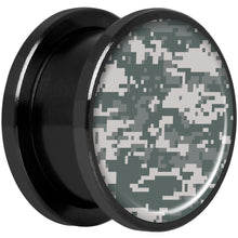 Load image into Gallery viewer, Digital Camo Print Black Anodized Screw Fit Plug Set 5/8