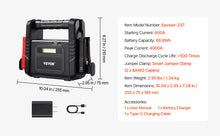 Load image into Gallery viewer, VEVOR Jump Starter 3000-4000A Peak Car Battery Starter with Air Compressor Jumper Cables Lithium Jump Box for Gas/Diesel Engines