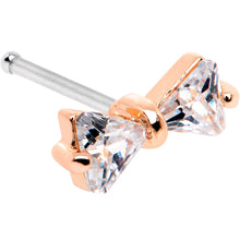Load image into Gallery viewer, 20G 1/4 Clear CZ Gem Rose Gold Tone Bow Tie Formal Nose Bone
