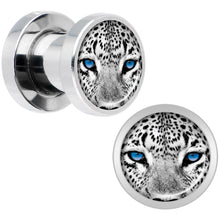 Load image into Gallery viewer, Black White Leopard Eyes Steel Screw Fit Plug Set 2G