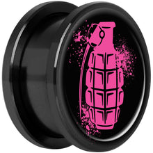 Load image into Gallery viewer, Pink Grenade Black Anodized Screw Fit Plug Set 18mm