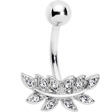 Load image into Gallery viewer, Clear Gem Sprouting Ivy Leaf Belly Ring