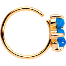 Load image into Gallery viewer, 20G Clear CZ Blue Faux Opal Rose Gold Tone Flower Circular Ring