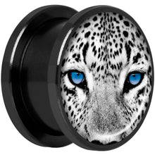 Load image into Gallery viewer, Black White Leopard Eyes Black Anodized Screw Fit Plug Set 5/8