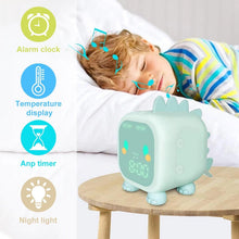 Load image into Gallery viewer, Kids Alarm Clock Cute Dinosaur Kids Alarm Clock with Dinosaur Digital Alarm Clock for Kids Bedroom Cute Bedside Clock Children's Sleep Trainer Wake Up Light and Night Light with Digital Alarm Clock For Kids Bedside Clock Children Wake Up Night Light