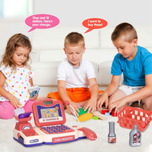 Load image into Gallery viewer, Kids Cash Register Pretend Play Cashier Toy with Scanner Calculator