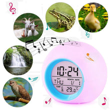 Load image into Gallery viewer, Kids Digital Alarm Clock 7 Color Night Light Snooze Temperature Detect Children Sleep Bedside Color Night Light Snooze Temperature Detect for Toddler Children Boys and Girls Students to Wake up at Bedroom Bedside Cute Wake Up Timer Alarm Clock