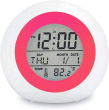 Load image into Gallery viewer, Kids Digital Alarm Clock 7 Color Night Light Snooze Temperature Detect Children Sleep Bedside Color Night Light Snooze Temperature Detect for Toddler Children Boys and Girls Students to Wake up at Bedroom Bedside Cute Wake Up Timer Alarm Clock