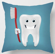 Load image into Gallery viewer, Kids Funny White Teeth Pillow Cover Cartoon Fairies Clean The Tooth Care Treatmen Toothbrush Character Cleaning Velvet Fabric Cushion Cover Decorative Square Cushion Cover Standard Pillow Cases For Home Sofa Bedroom Livingroom 45x45cm