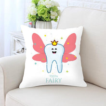 Load image into Gallery viewer, Kids Funny White Teeth Pillow Cover Cartoon Fairies Clean The Tooth Care Treatmen Toothbrush Character Cleaning Velvet Fabric Cushion Cover Decorative Square Cushion Cover Standard Pillow Cases For Home Sofa Bedroom Livingroom 45x45cm