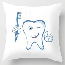 Load image into Gallery viewer, Kids Funny White Teeth Pillow Cover Cartoon Fairies Clean The Tooth Care Treatmen Toothbrush Character Cleaning Velvet Fabric Cushion Cover Decorative Square Cushion Cover Standard Pillow Cases For Home Sofa Bedroom Livingroom 45x45cm