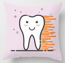 Load image into Gallery viewer, Kids Funny White Teeth Pillow Cover Cartoon Fairies Clean The Tooth Care Treatmen Toothbrush Character Cleaning Velvet Fabric Cushion Cover Decorative Square Cushion Cover Standard Pillow Cases For Home Sofa Bedroom Livingroom 45x45cm