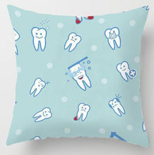 Load image into Gallery viewer, Kids Funny White Teeth Pillow Cover Cartoon Fairies Clean The Tooth Care Treatmen Toothbrush Character Cleaning Velvet Fabric Cushion Cover Decorative Square Cushion Cover Standard Pillow Cases For Home Sofa Bedroom Livingroom 45x45cm