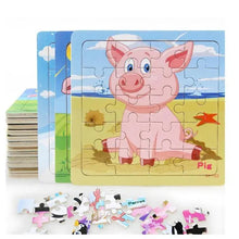 Load image into Gallery viewer, Kids Puzzle Toy Animals and Vehicle Wooden Puzzles Jigsaw Baby Educational Learning Toys for Children Gift