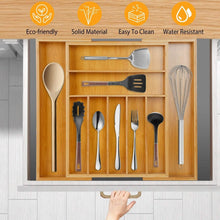 Load image into Gallery viewer, Kitchen Bamboo Expandable Cutlery Utensil Drawer Organizer