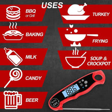 Load image into Gallery viewer, Kitchen Thermometer Waterproof Kitchen Food Cooking Thermometer with Backlight LCD Best Super Fast Electric Meat Thermometer Probe for BBQ Grilling Smoker Baking Meat Water Milk Cooking Probe BBQ Electronic Oven Waterproof Kitchen Tools