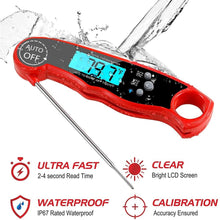 Load image into Gallery viewer, Kitchen Thermometer Waterproof Kitchen Food Cooking Thermometer with Backlight LCD Best Super Fast Electric Meat Thermometer Probe for BBQ Grilling Smoker Baking Meat Water Milk Cooking Probe BBQ Electronic Oven Waterproof Kitchen Tools