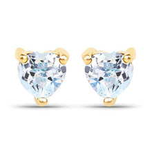 Load image into Gallery viewer, 0.70 Carat Genuine Blue Topaz 14K Yellow Gold Earrings
