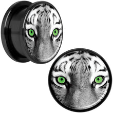 Load image into Gallery viewer, Black White Tiger Eyes Black Anodized Screw Fit Plug Set 18mm