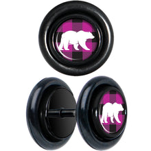 Load image into Gallery viewer, Pink Black Plaid Polar Bear Black Cheater Plug Set