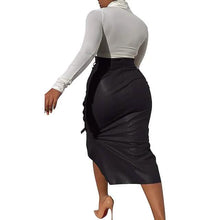 Load image into Gallery viewer, Knotted PU Leather Slit Skirt