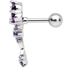 Load image into Gallery viewer, 1/4 Purple Gem Cascade Right Cartilage Earring
